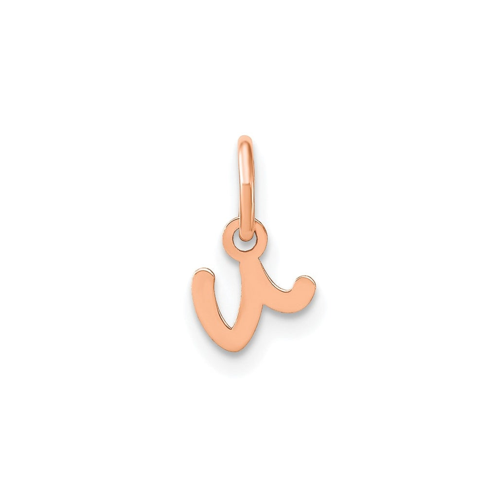 Sterling Silver Rose Gold Plated Lower case Letter V Initial Charm