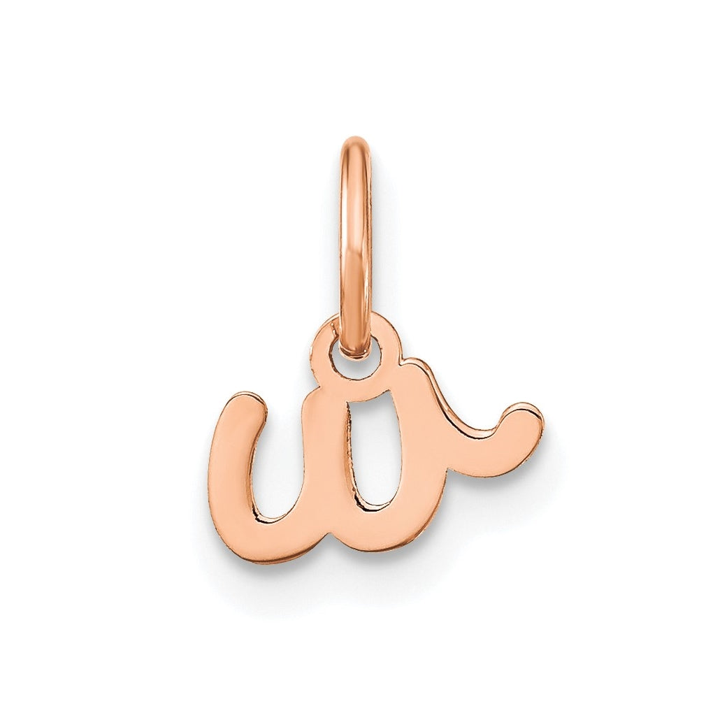 Sterling Silver Rose Gold Plated Lower case Letter W Initial Charm