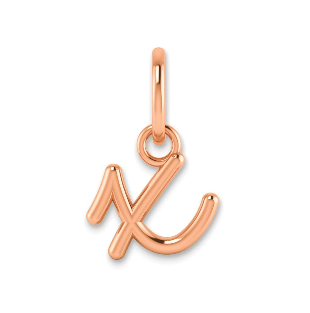 Sterling Silver Rose Gold Plated Lower case Letter X Initial Charm