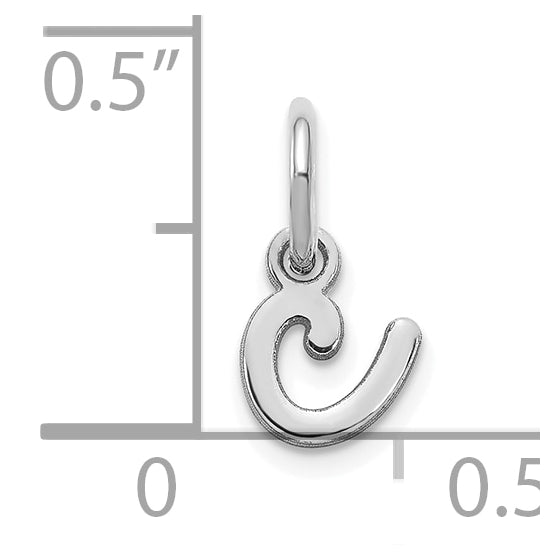 14K White Gold Lower case Letter C Initial Charm