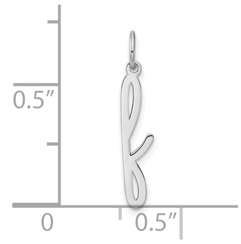 Sterling Silver Rhodium plated Lower case F Initial Charm