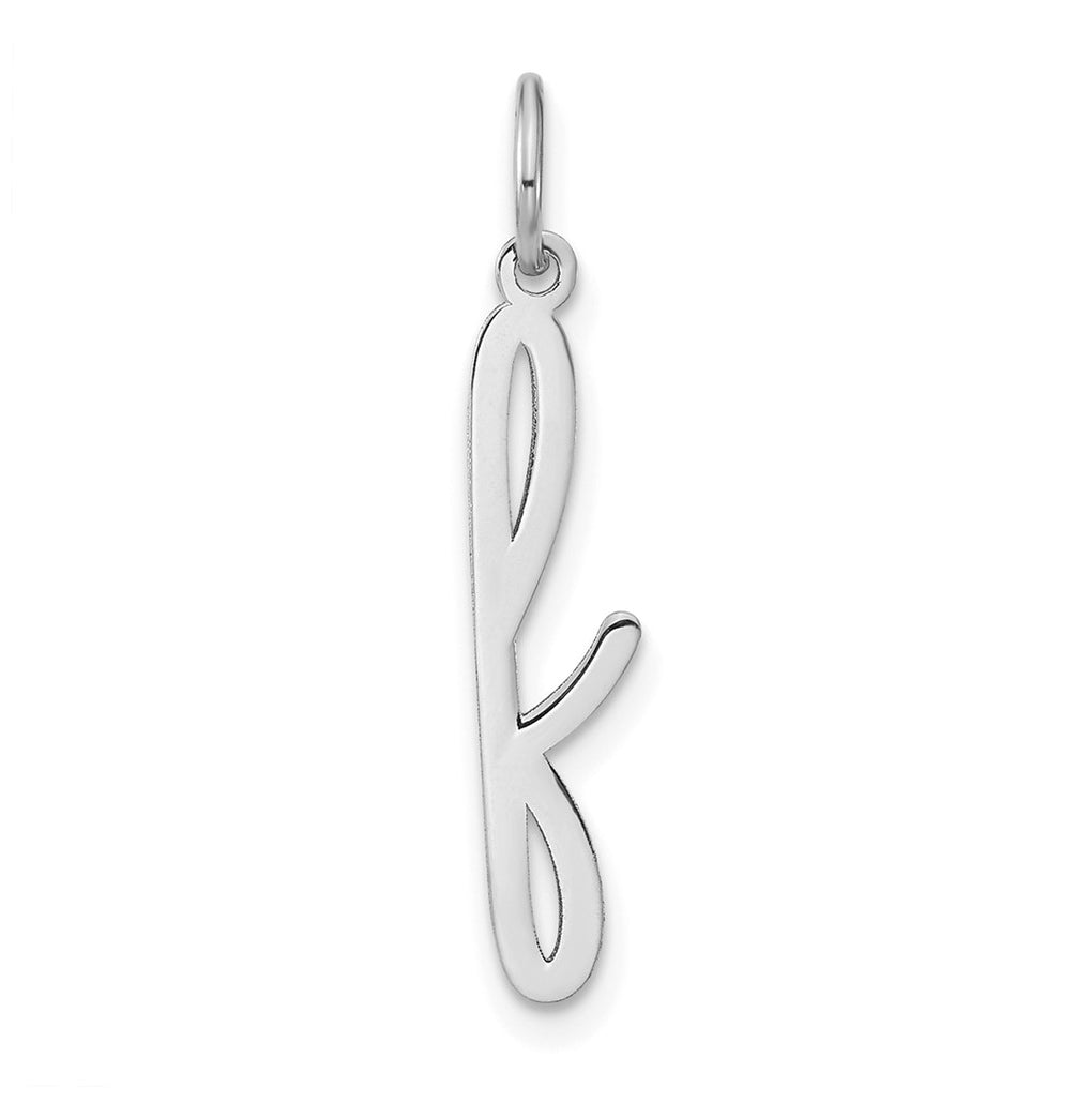 14K White Gold Lower case Letter F Initial Charm