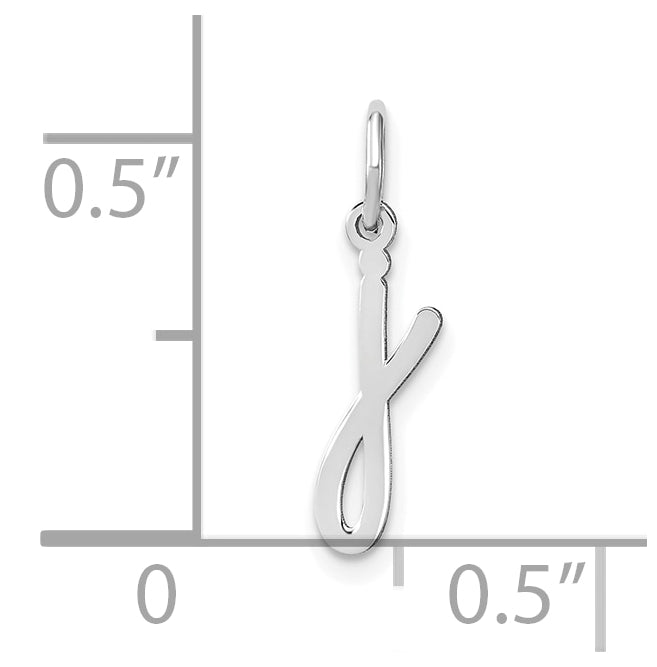 Sterling Silver Rhodium plated Lower case J Initial Charm