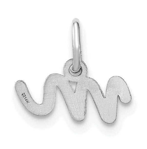 14K White Gold Lower case Letter M Initial Charm