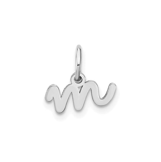 14K White Gold Lower case Letter M Initial Charm