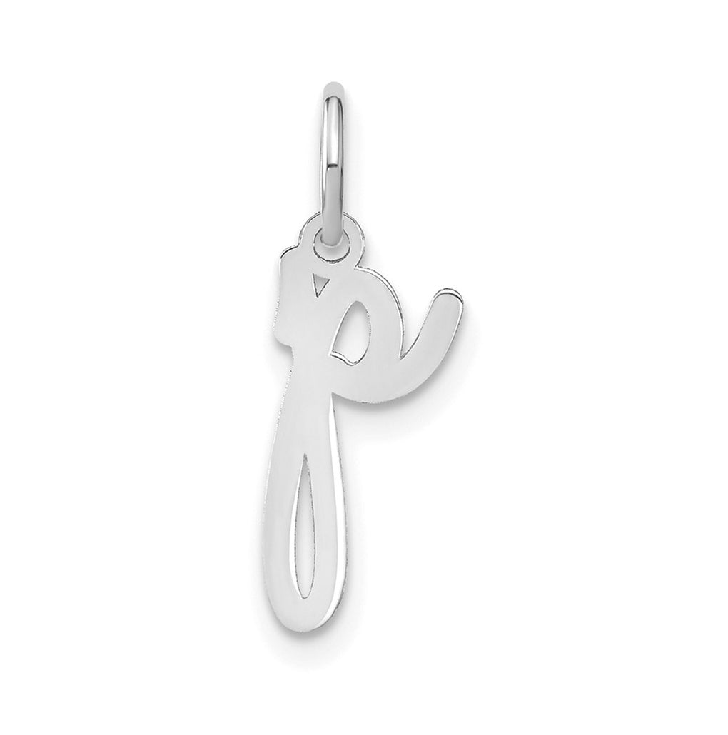 14K White Gold Lower case Letter P Initial Charm
