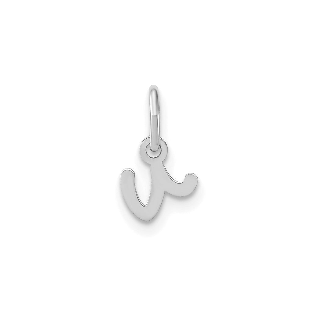 14K White Gold Lower case Letter V Initial Charm