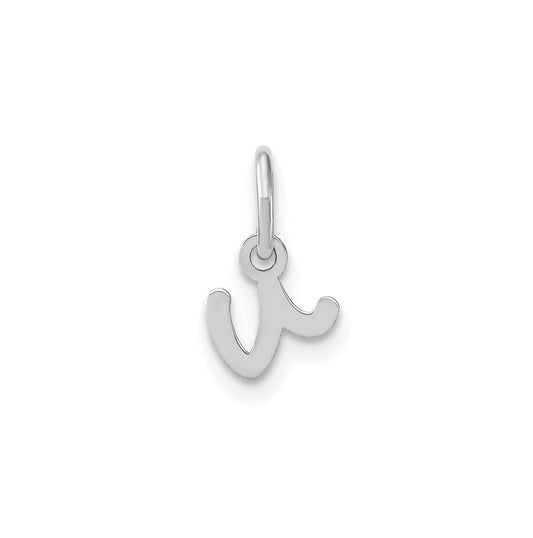14K White Gold Lower case Letter V Initial Charm