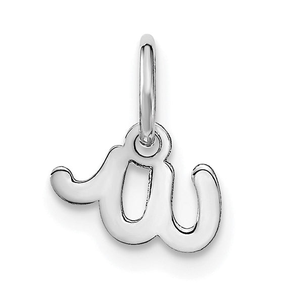 Sterling Silver Rhodium plated Lower case W Initial Charm