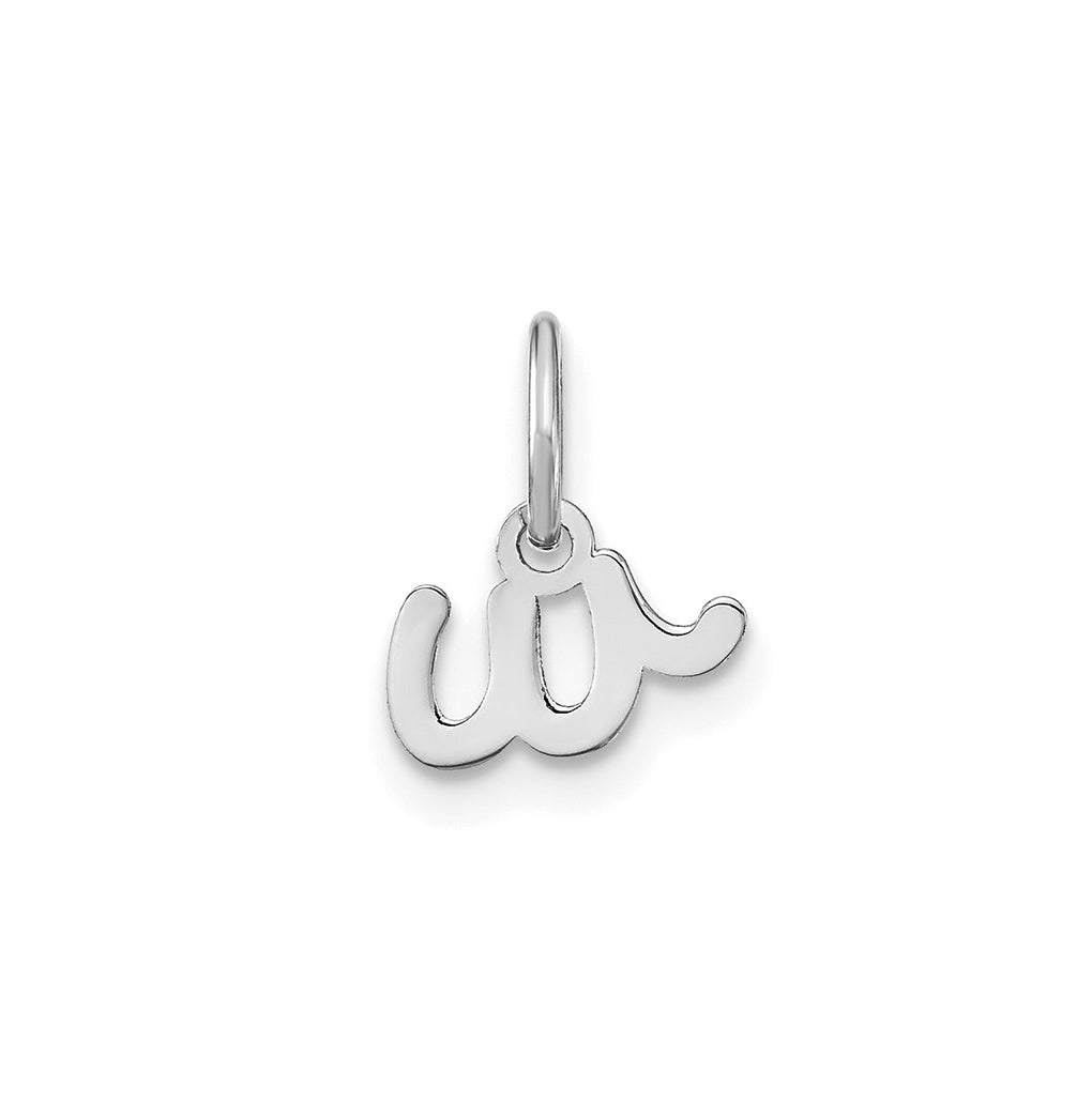 Sterling Silver Rhodium plated Lower case W Initial Charm