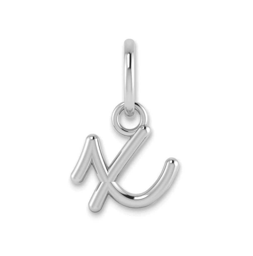 Sterling Silver Rhodium plated Lower case X Initial Charm