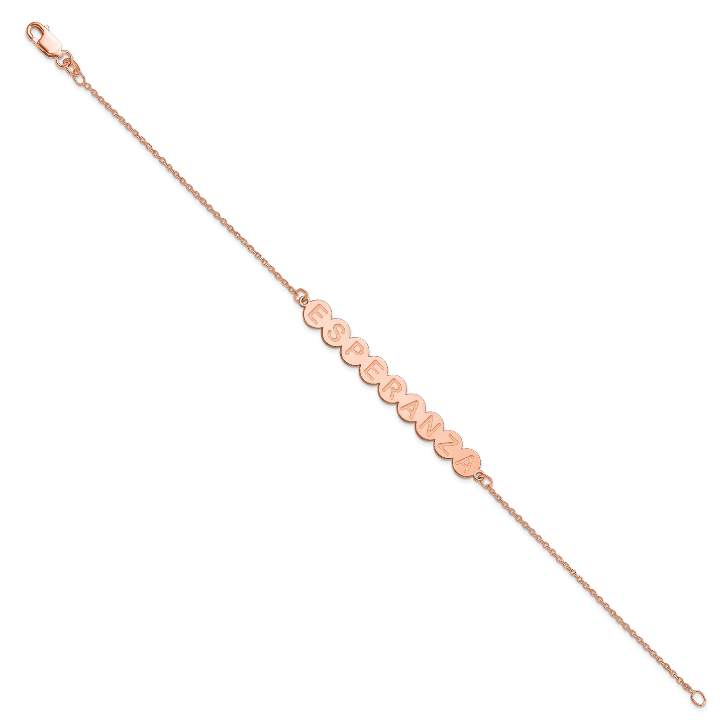 Sterling Silver Rose Gold plated 9 Letter Bubble Bracelet