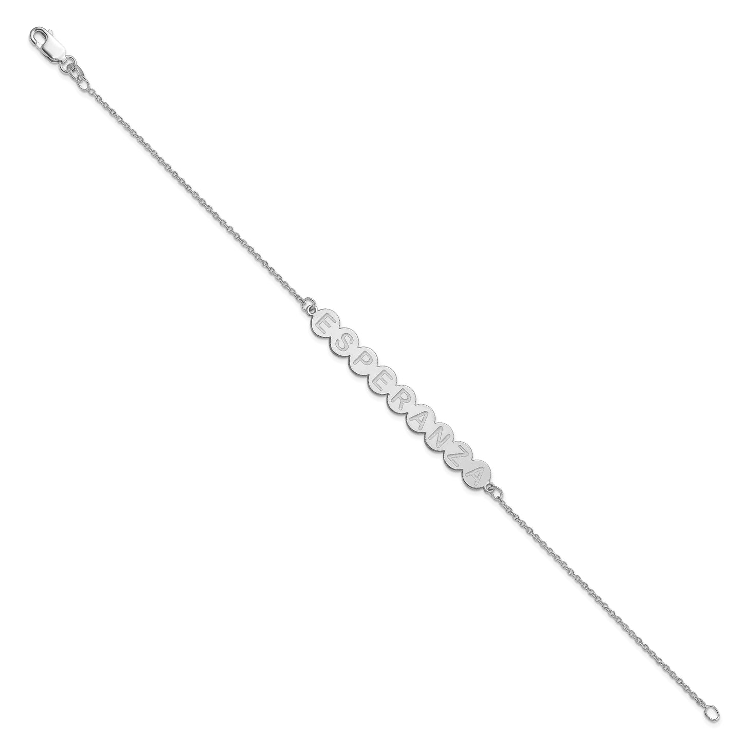 10K White Gold 9 Letter Bubble Bracelet