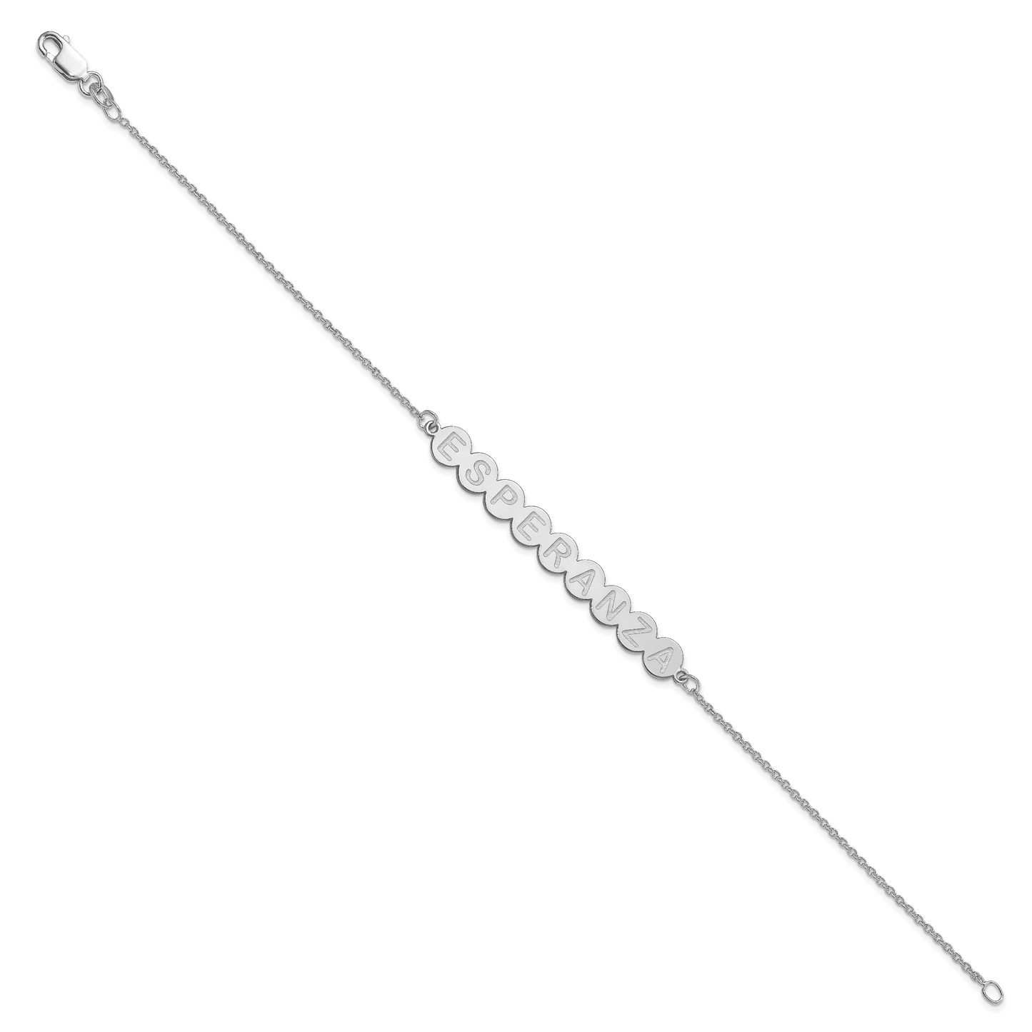 14K White Gold 9 Letter Bubble Bracelet