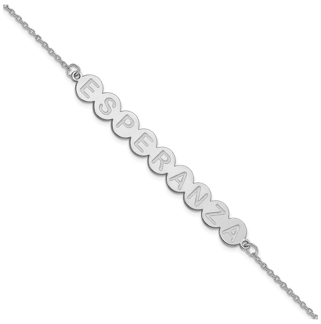 10K White Gold 9 Letter Bubble Bracelet