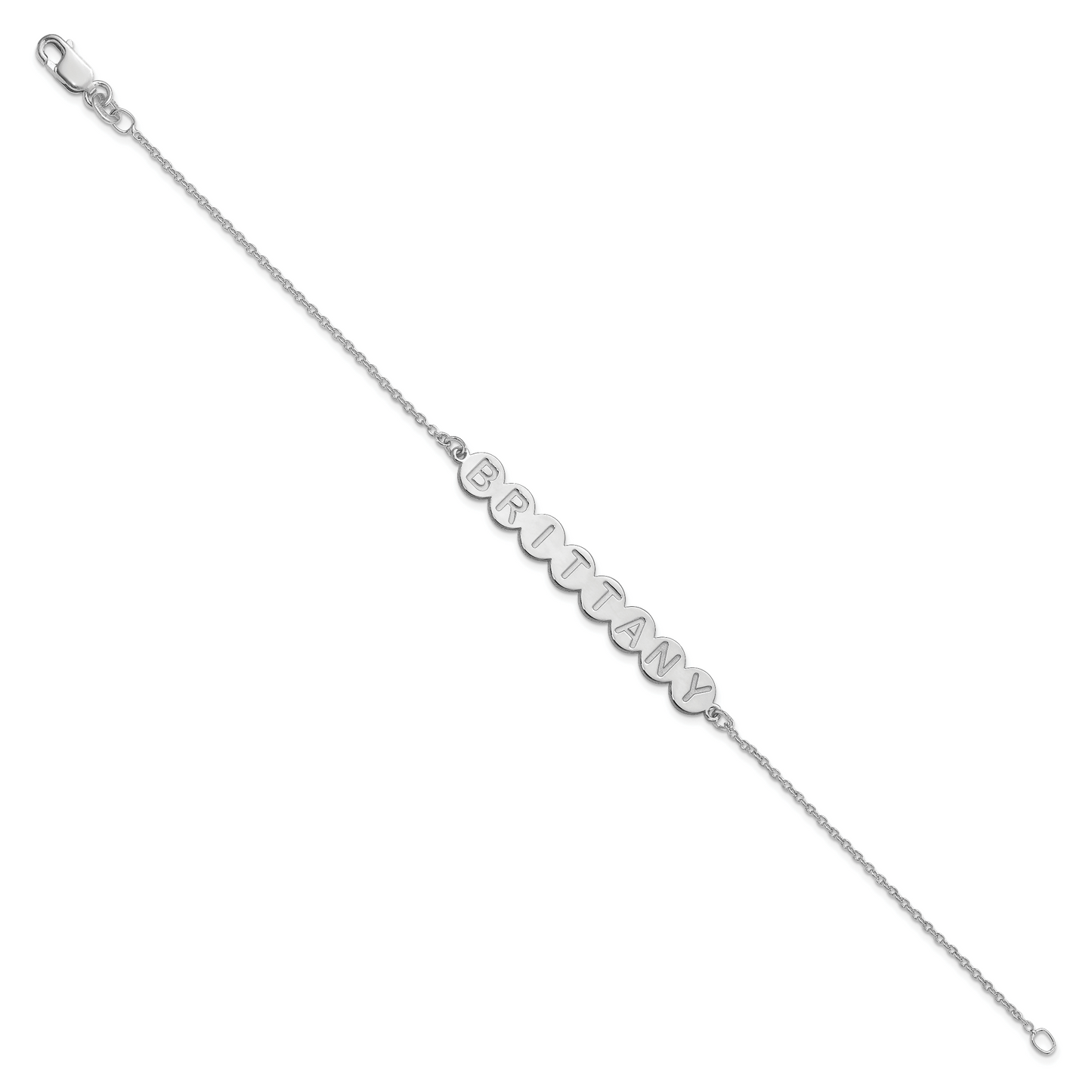 Sterling Silver Rhodium plated 8 Letter Bubble Bracelet