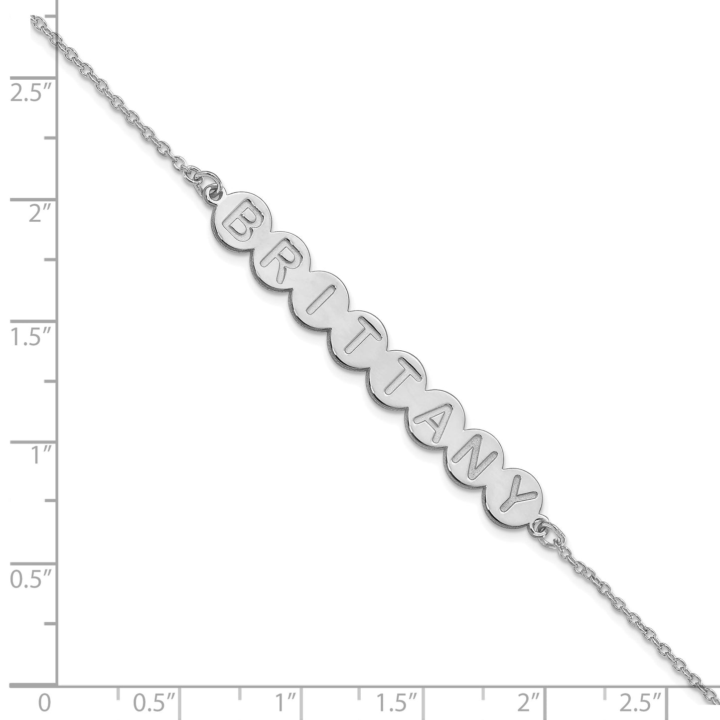 Sterling Silver Rhodium plated 8 Letter Bubble Bracelet