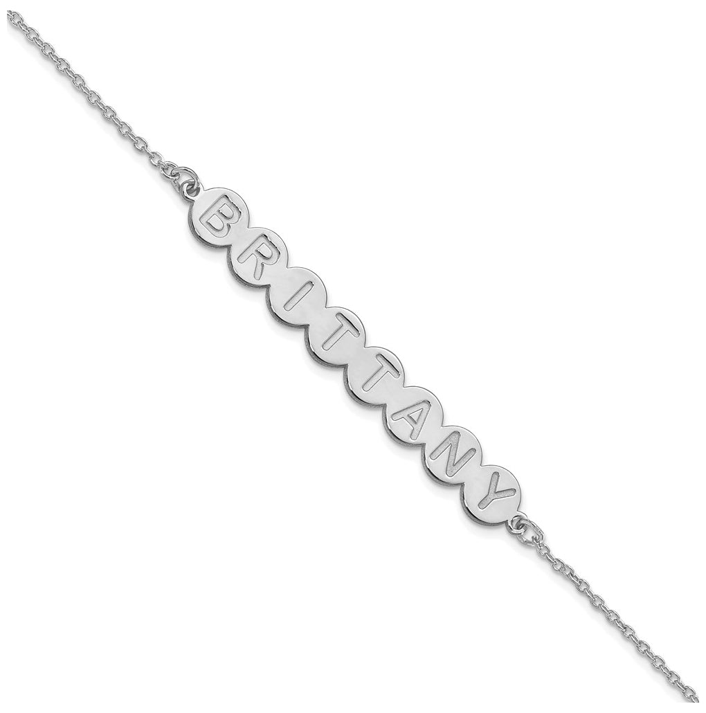 10K White Gold 8 Letter Bubble Bracelet