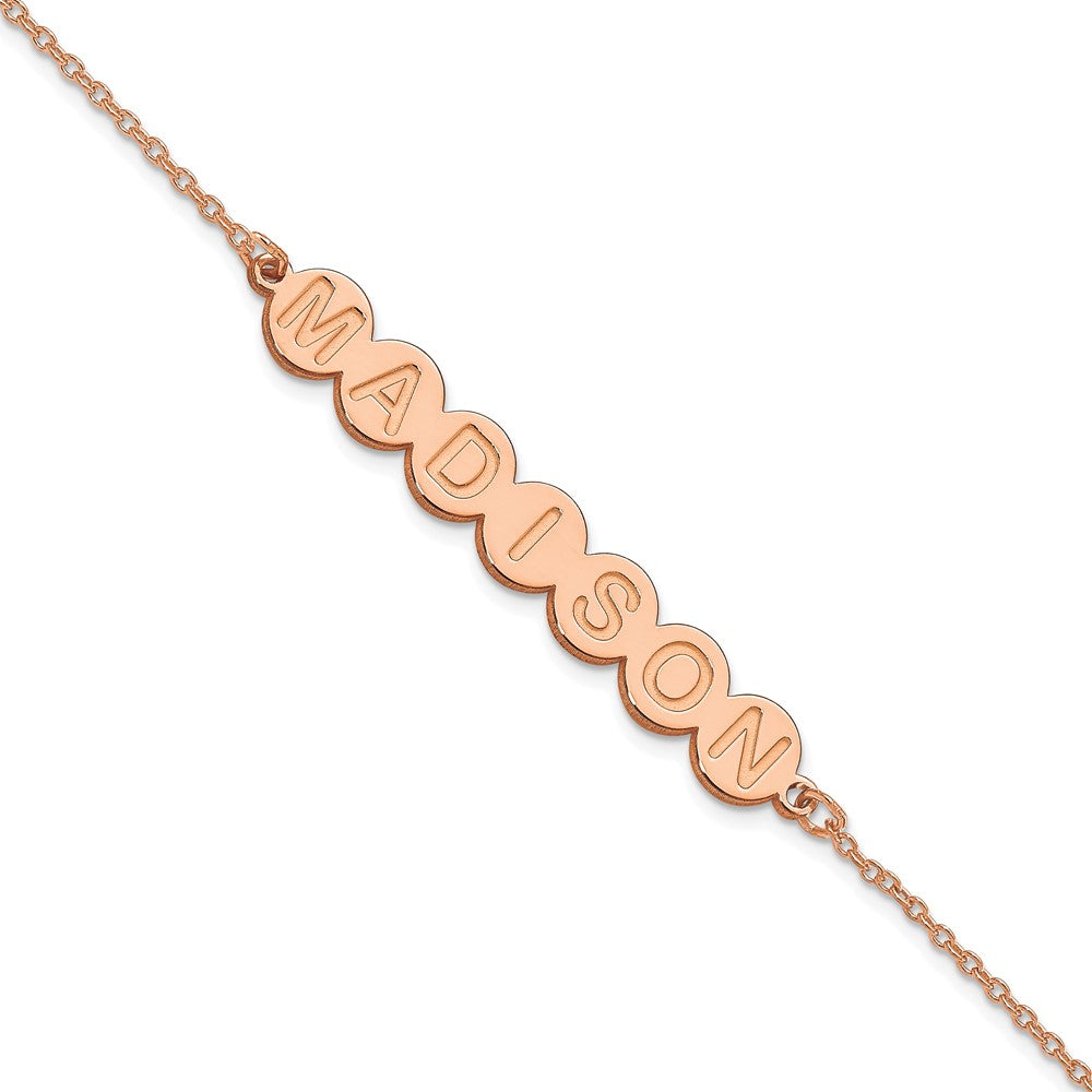 Sterling Silver Rose Gold plated 7 Letter Bubble Bracelet