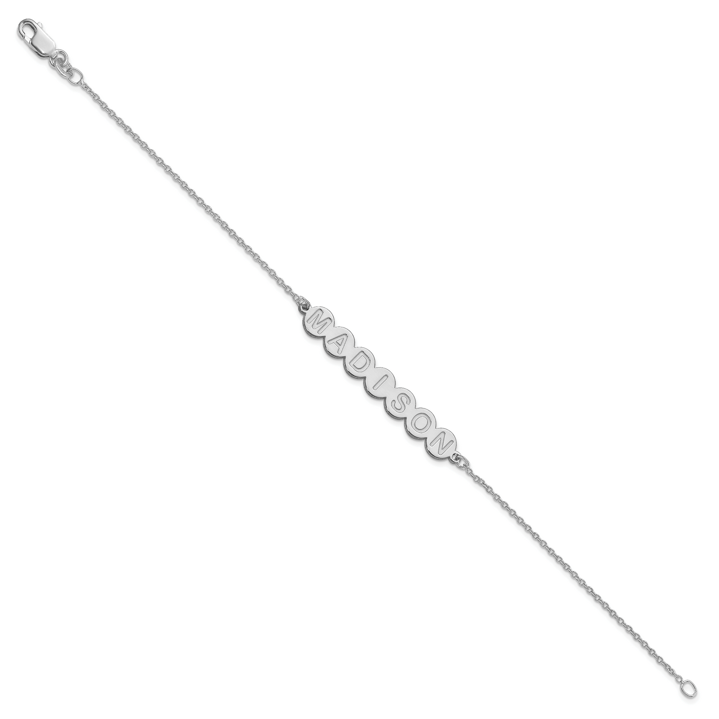 Sterling Silver Rhodium plated 7 Letter Bubble Bracelet