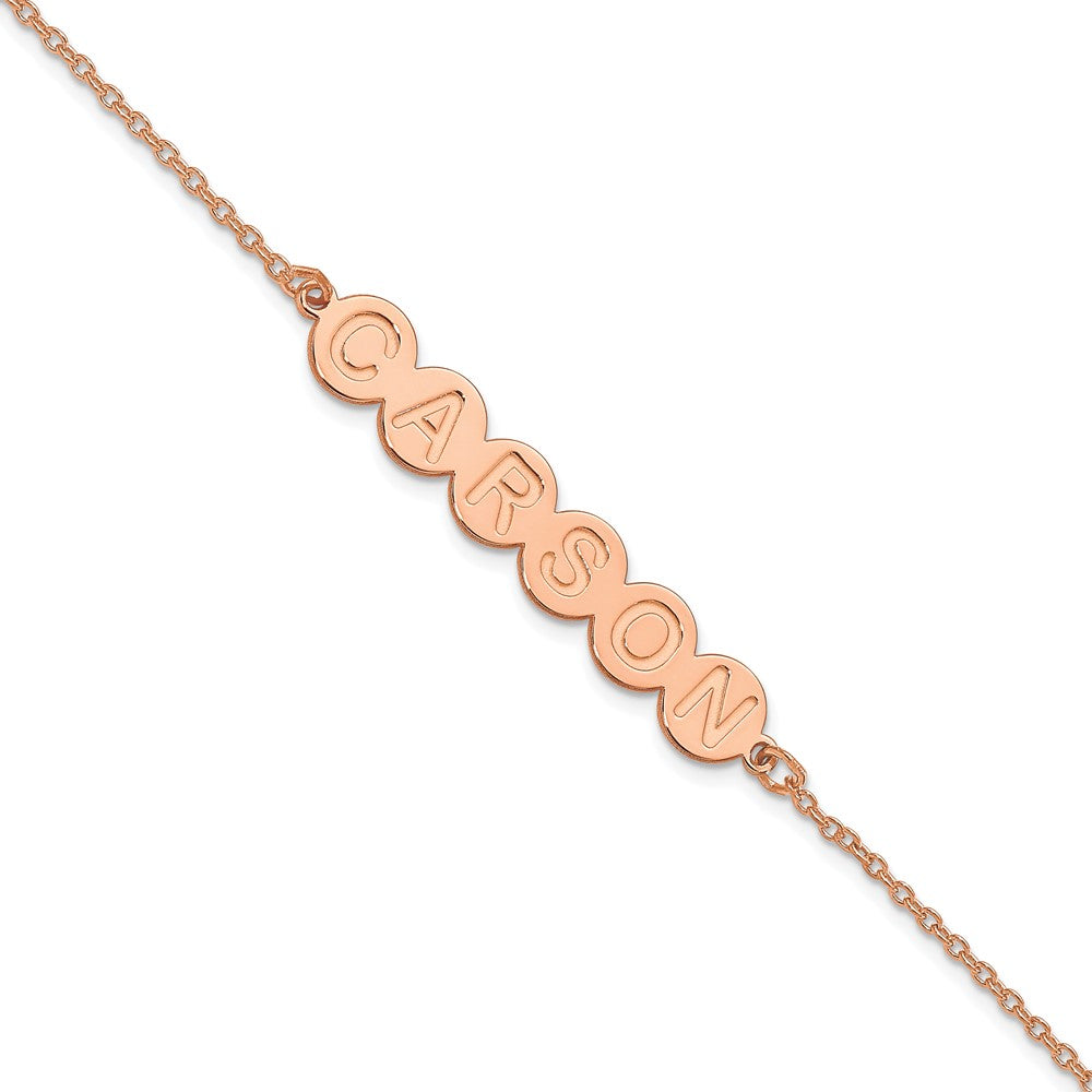 Sterling Silver Rose Gold plated 6 Letter Bubble Bracelet