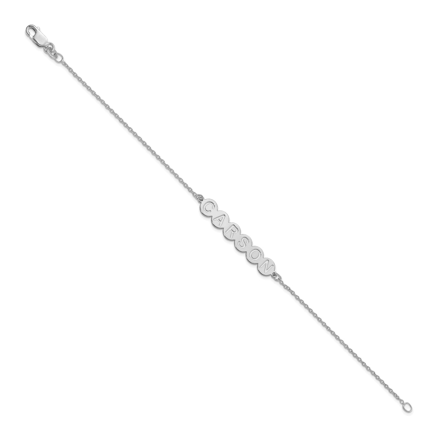 10K White Gold 6 Letter Bubble Bracelet