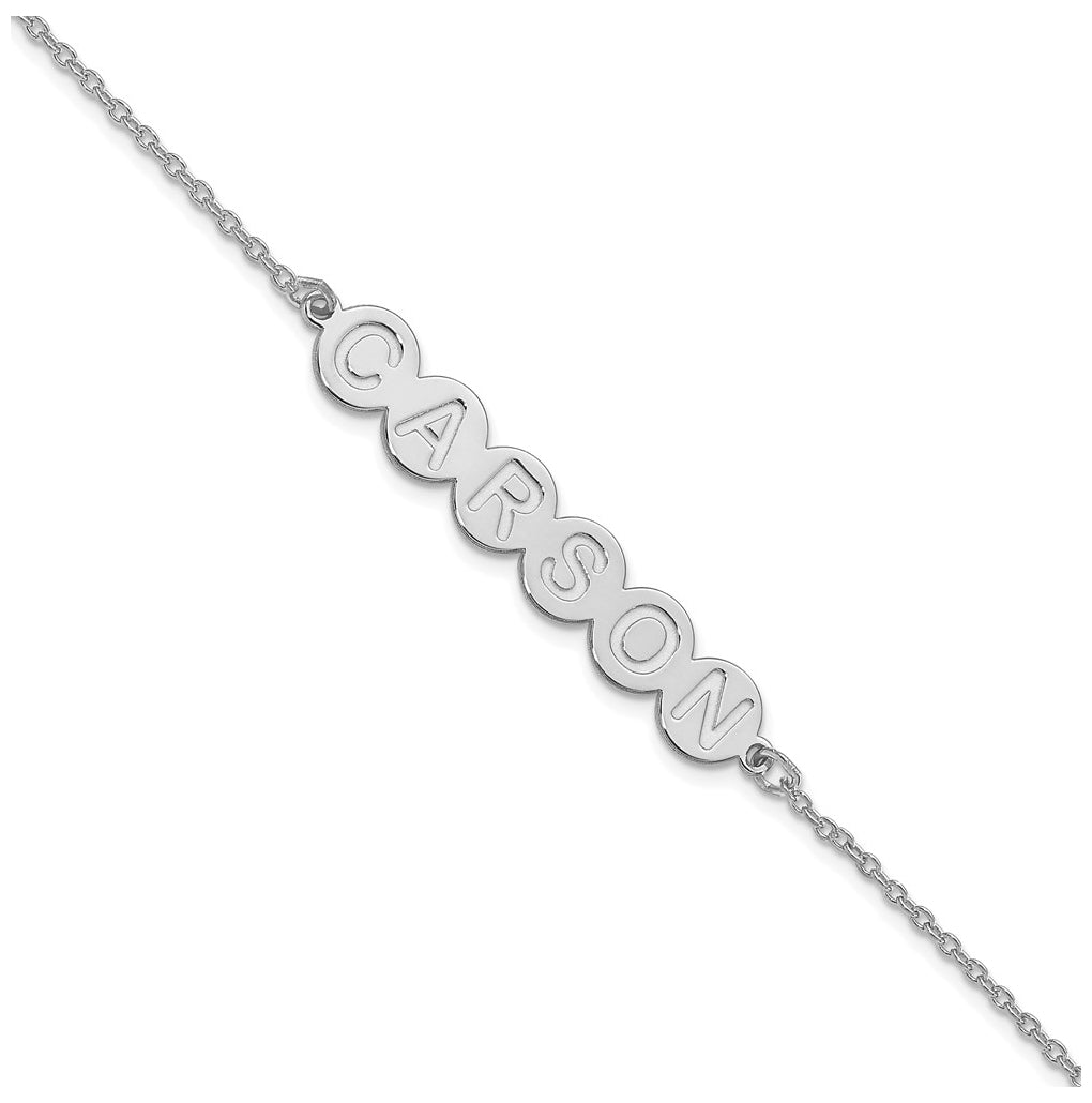 10K White Gold 6 Letter Bubble Bracelet