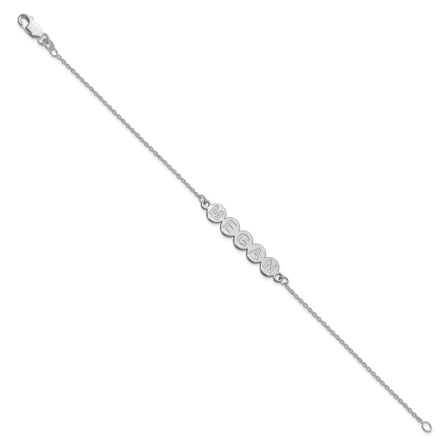 Sterling Silver Rhodium plated 5 Letter Bubble Bracelet