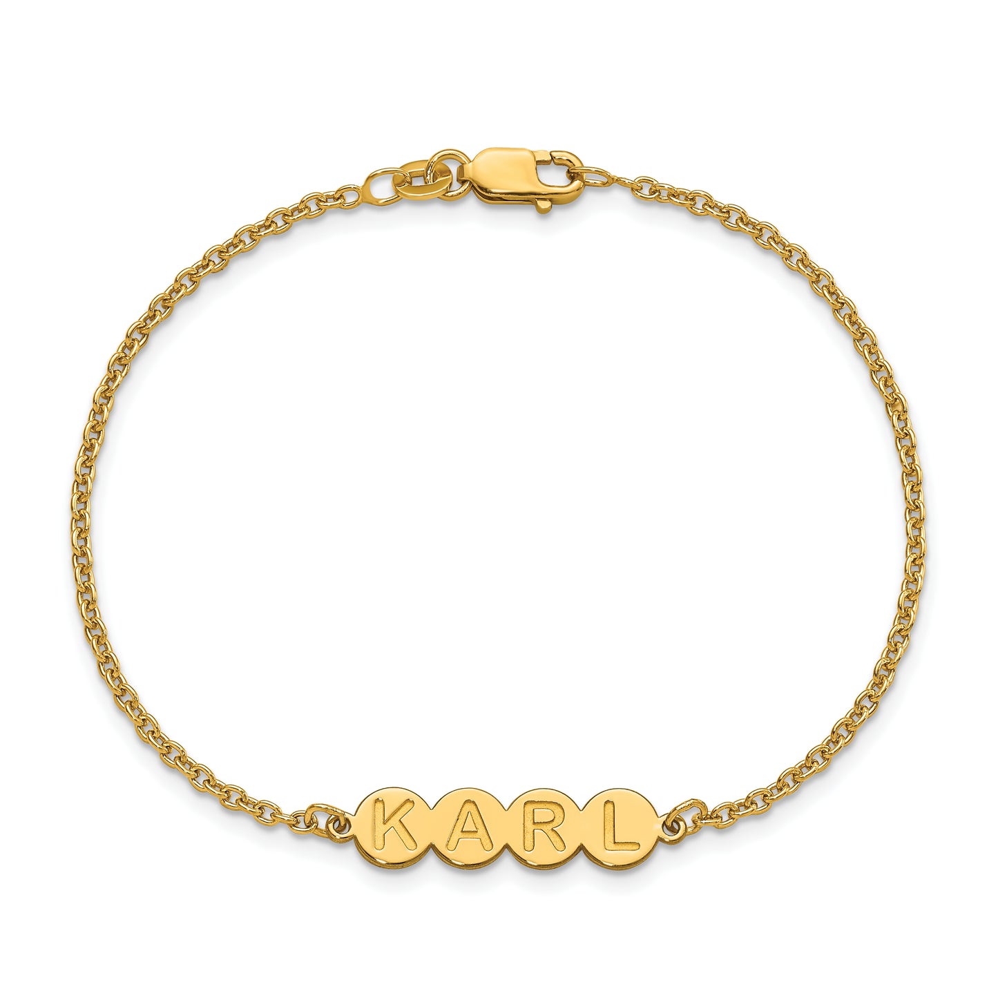 Sterling Silver Gold plated 4 Letter Bubble Bracelet