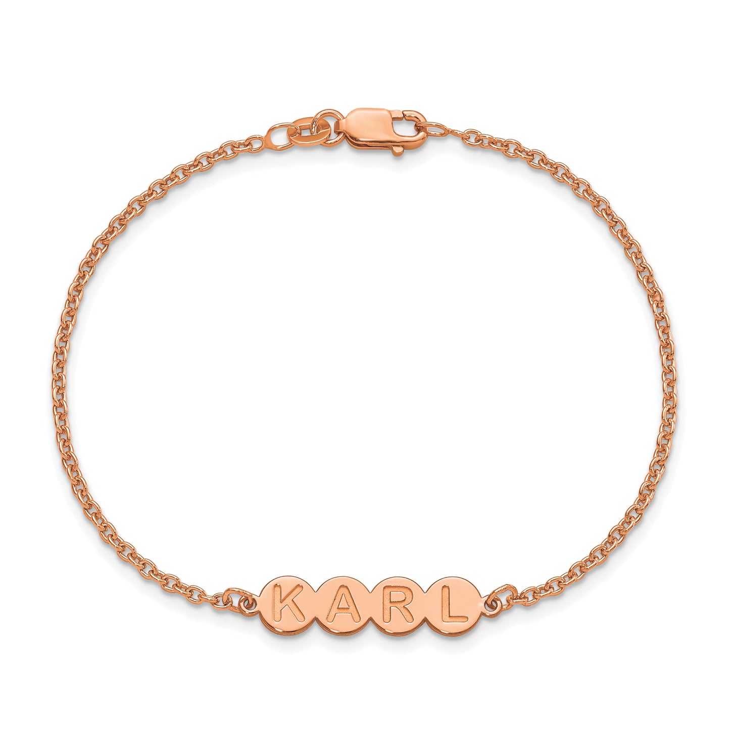Sterling Silver Rose Gold plated 4 Letter Bubble Bracelet