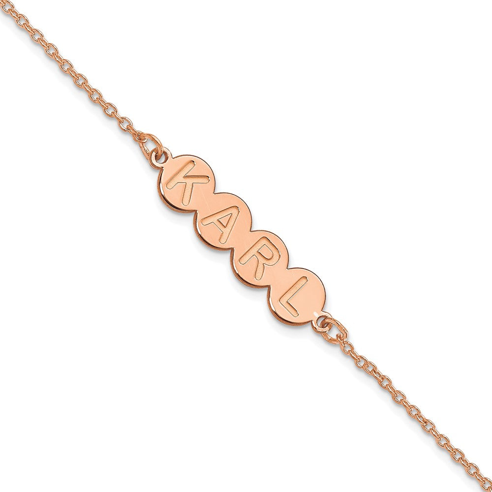 Sterling Silver Rose Gold plated 4 Letter Bubble Bracelet