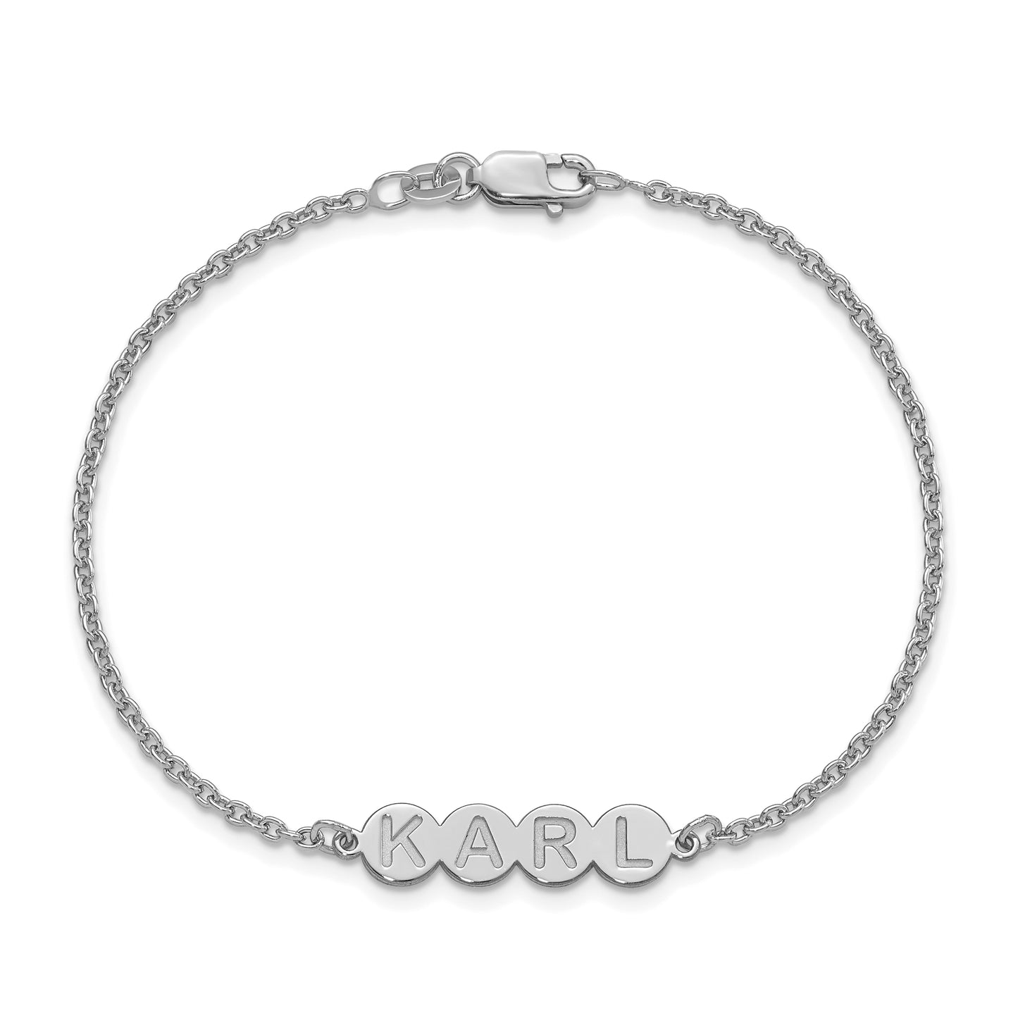 Sterling Silver Rhodium plated 4 Letter Bubble Bracelet