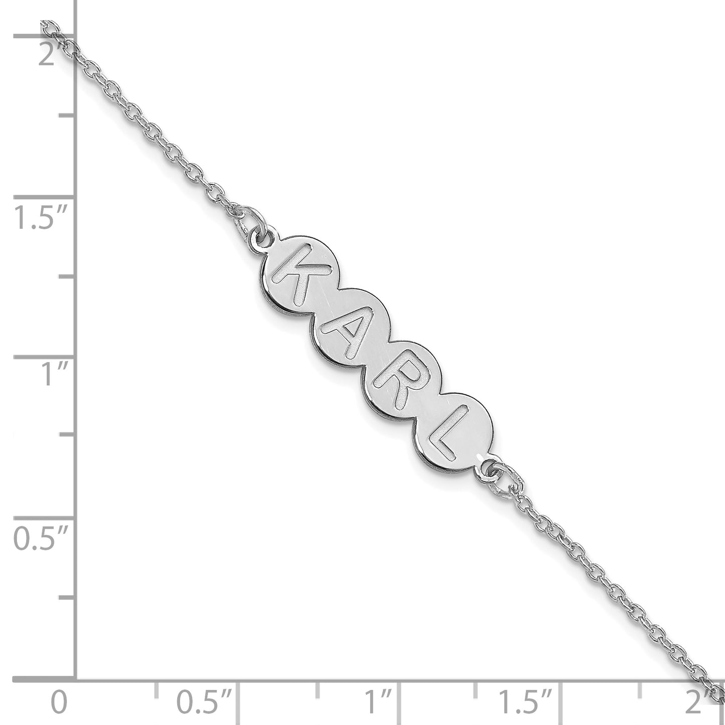 Sterling Silver Rhodium plated 4 Letter Bubble Bracelet