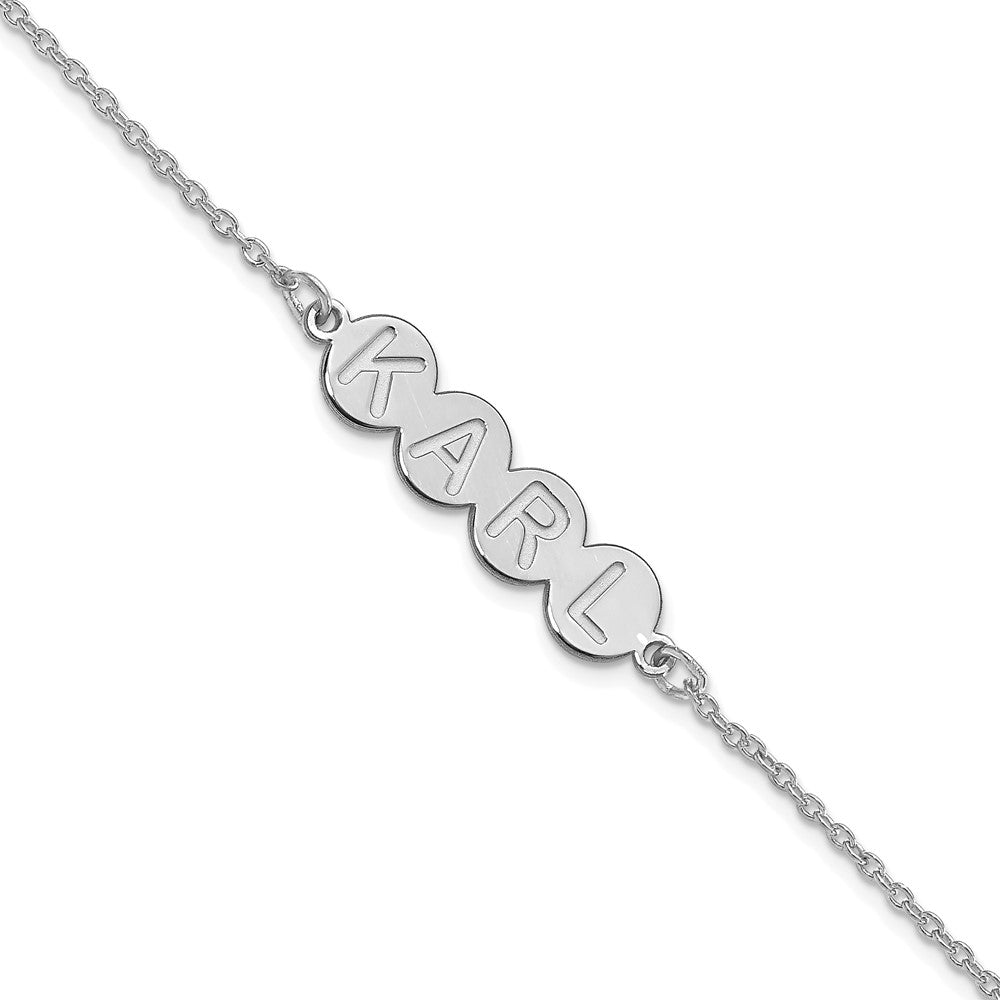 Sterling Silver Rhodium plated 4 Letter Bubble Bracelet