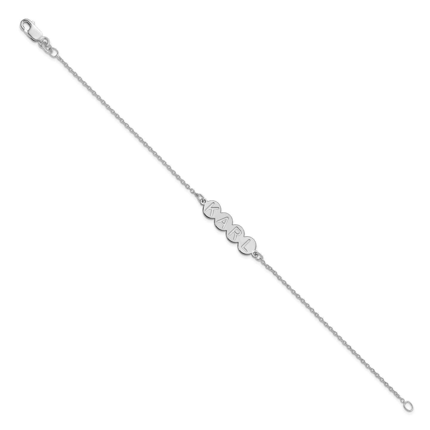 14K White Gold 4 Letter Bubble Bracelet