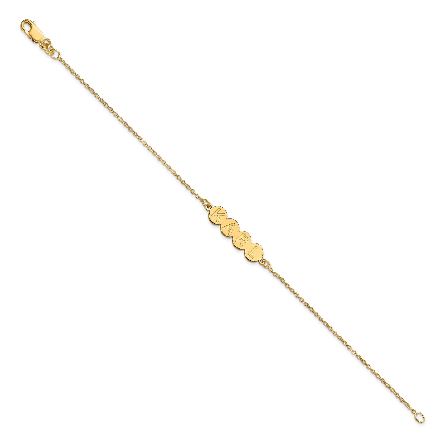14K Yellow Gold 4 Letter Bubble Bracelet