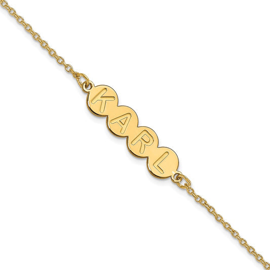14K Yellow Gold 4 Letter Bubble Bracelet