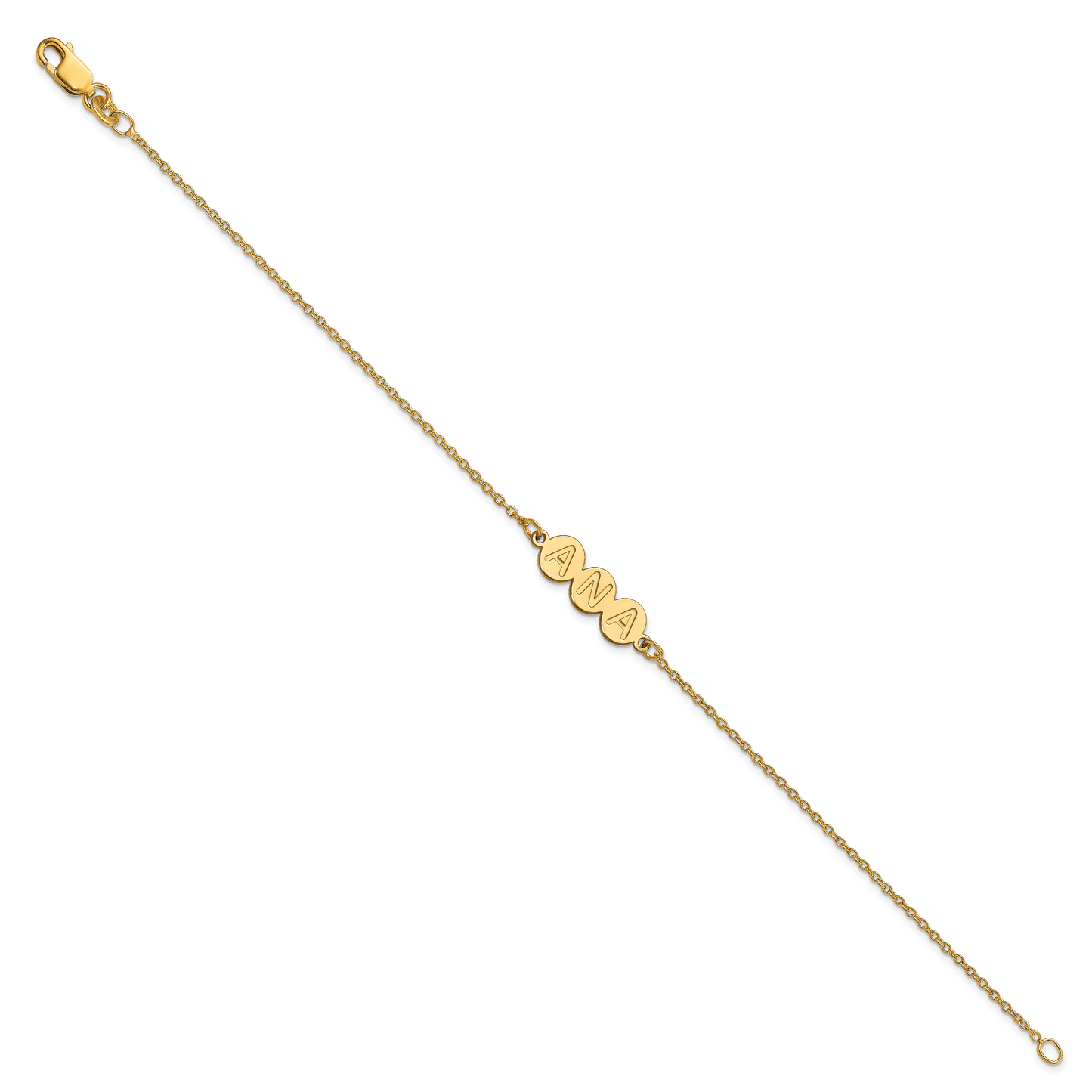 Sterling Silver Gold plated 3 Letter Bubble Bracelet
