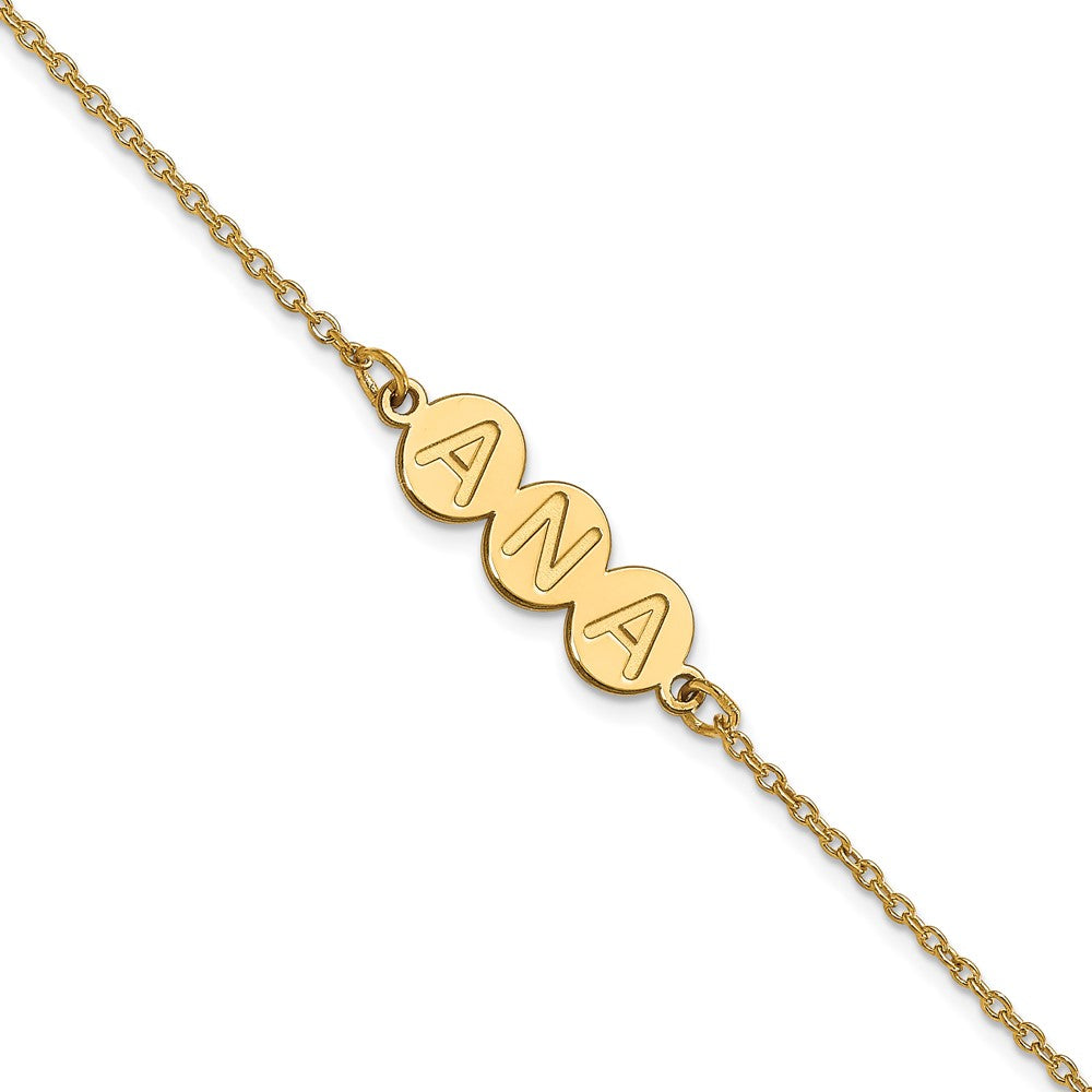 Sterling Silver Gold plated 3 Letter Bubble Bracelet