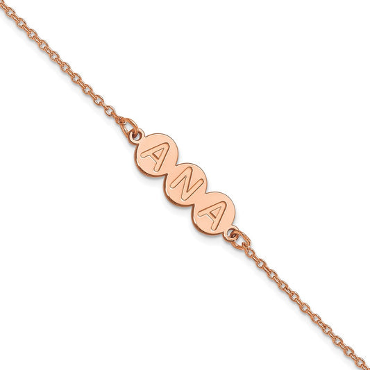 14K Rose Gold 3 Letter Bubble Bracelet