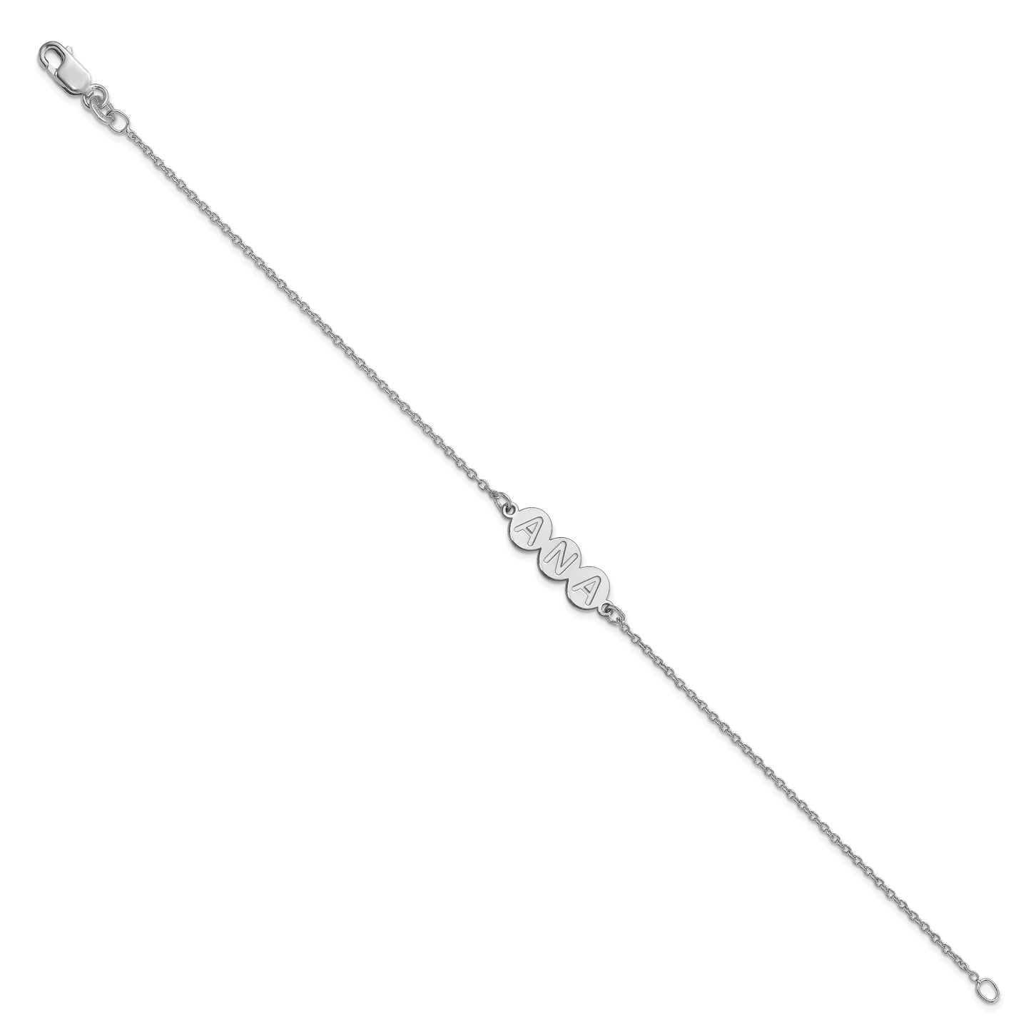 10K White Gold 3 Letter Bubble Bracelet