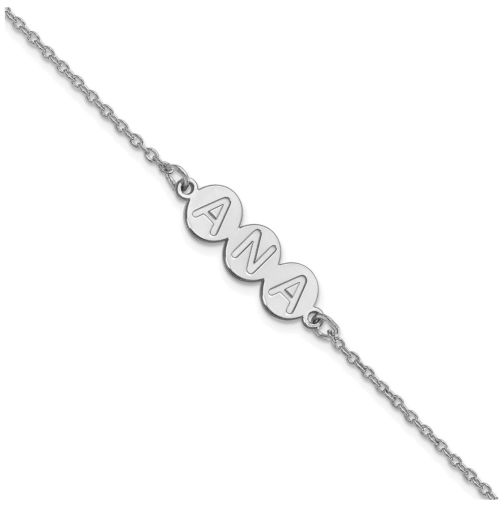 10K White Gold 3 Letter Bubble Bracelet