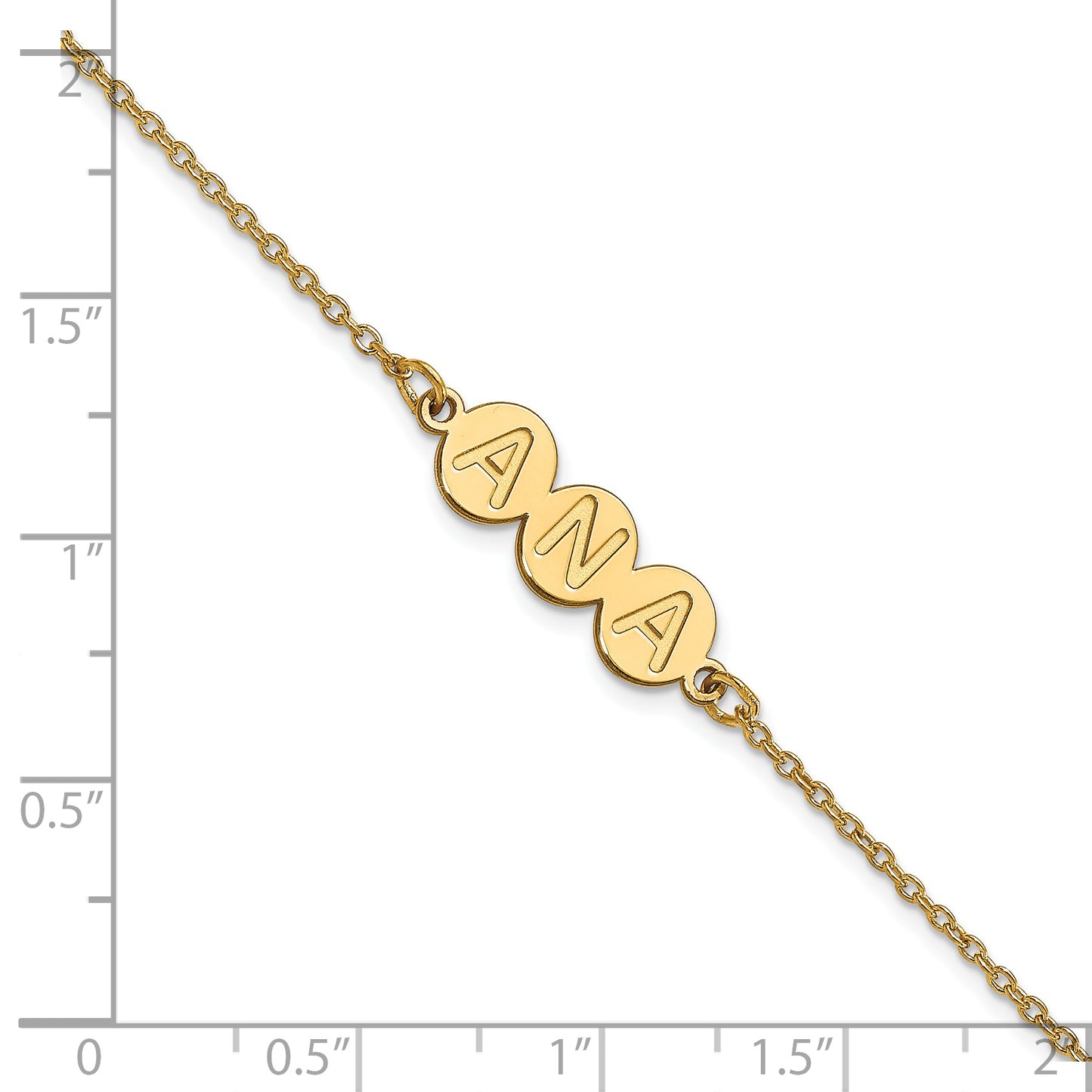 14K Yellow Gold 3 Letter Bubble Bracelet