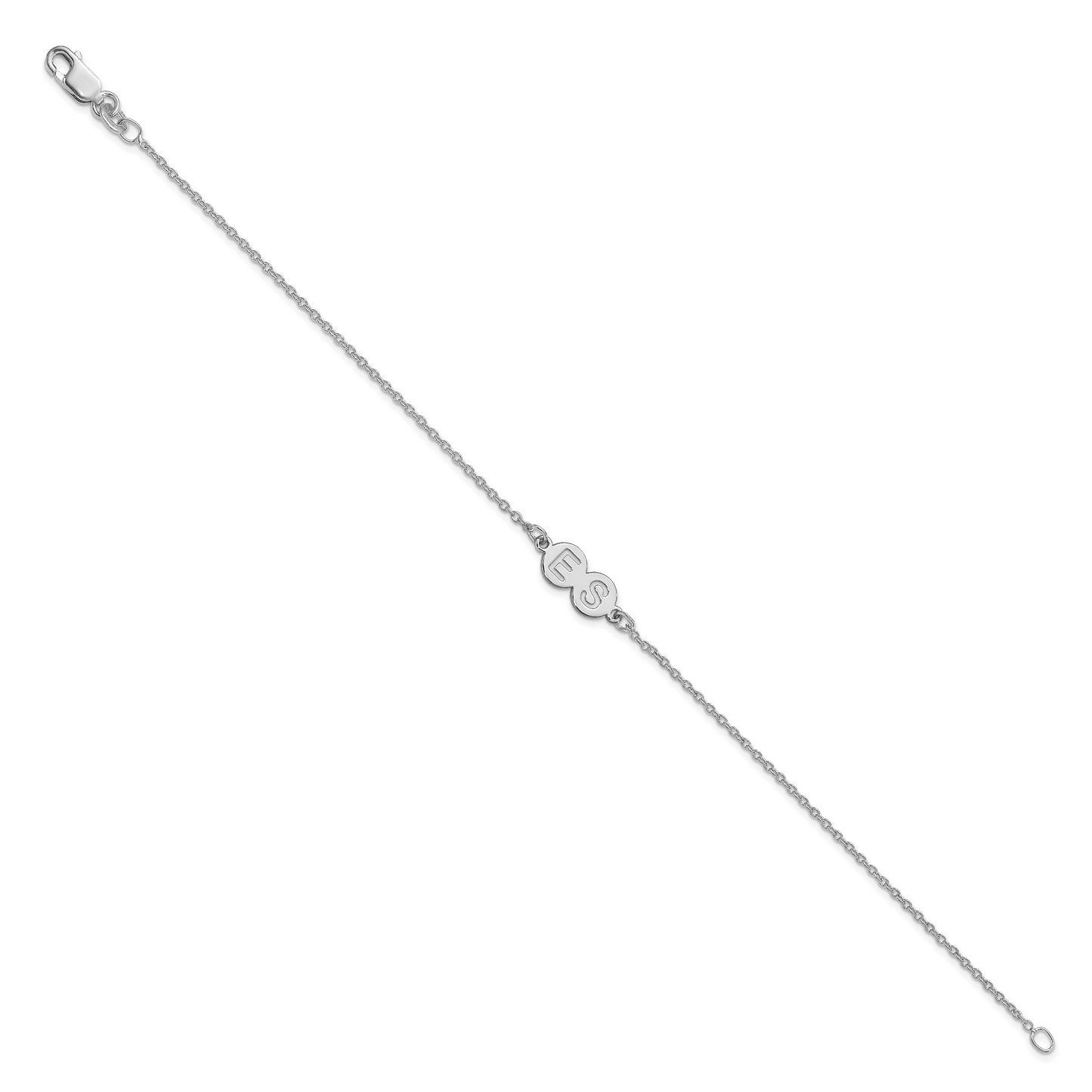 Sterling Silver Rhodium plated 2 Letter Bubble Bracelet