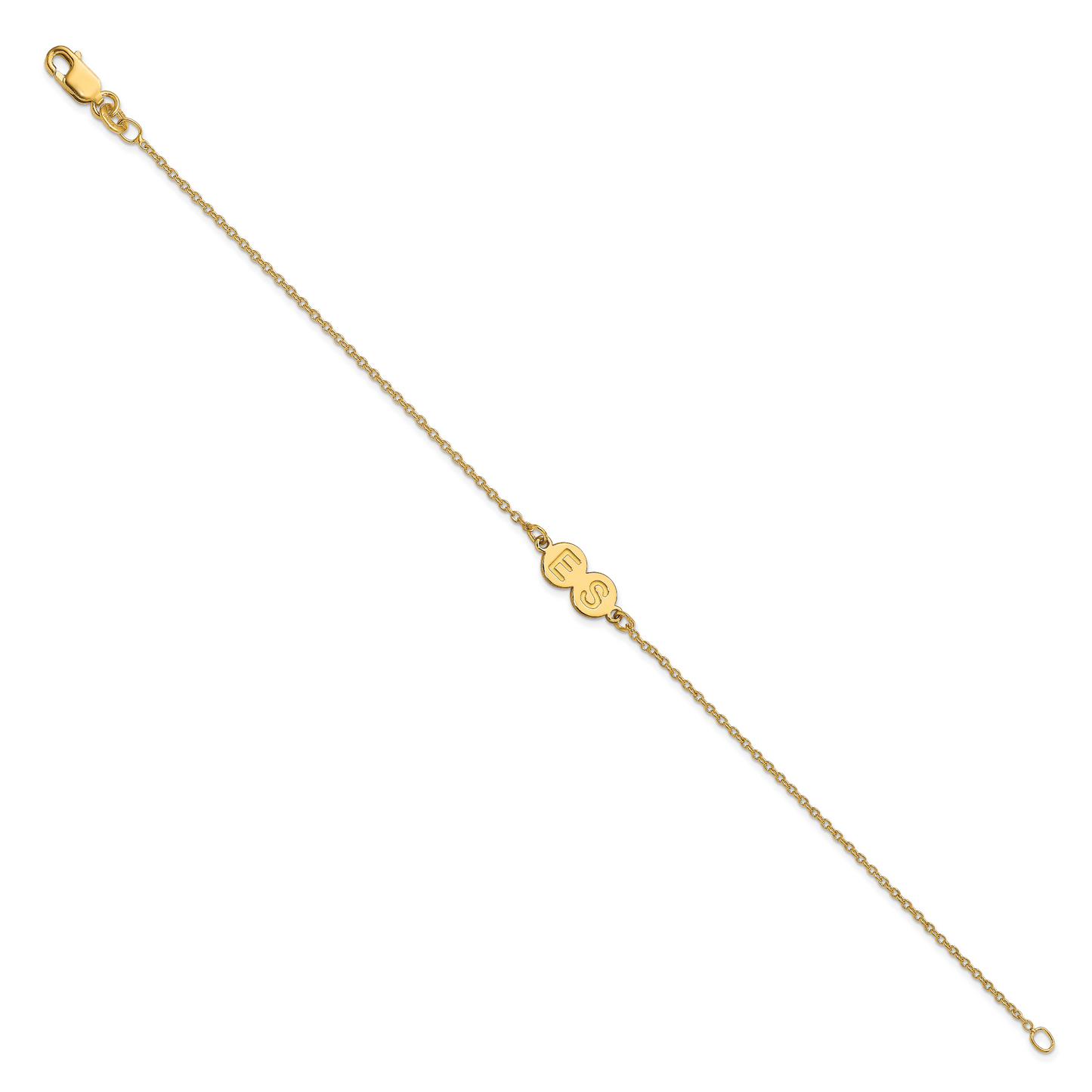 14K Yellow Gold 2 Letter Bubble Bracelet
