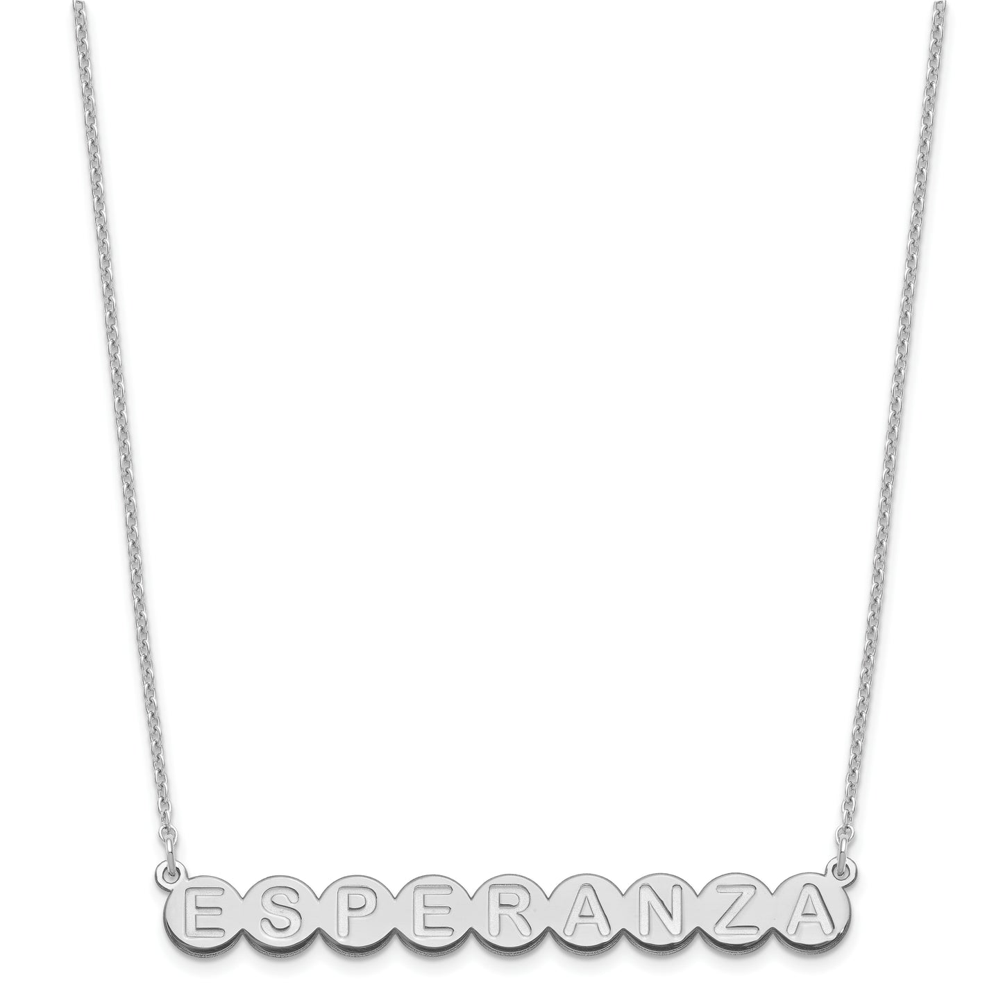 Sterling Silver Rhodium plated 9 Letter Bubble Necklace