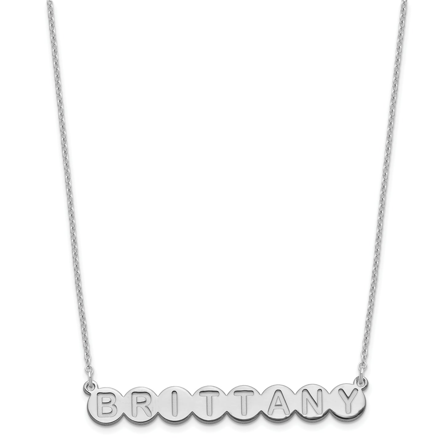Sterling Silver Rhodium plated 8 Letter Bubble Necklace