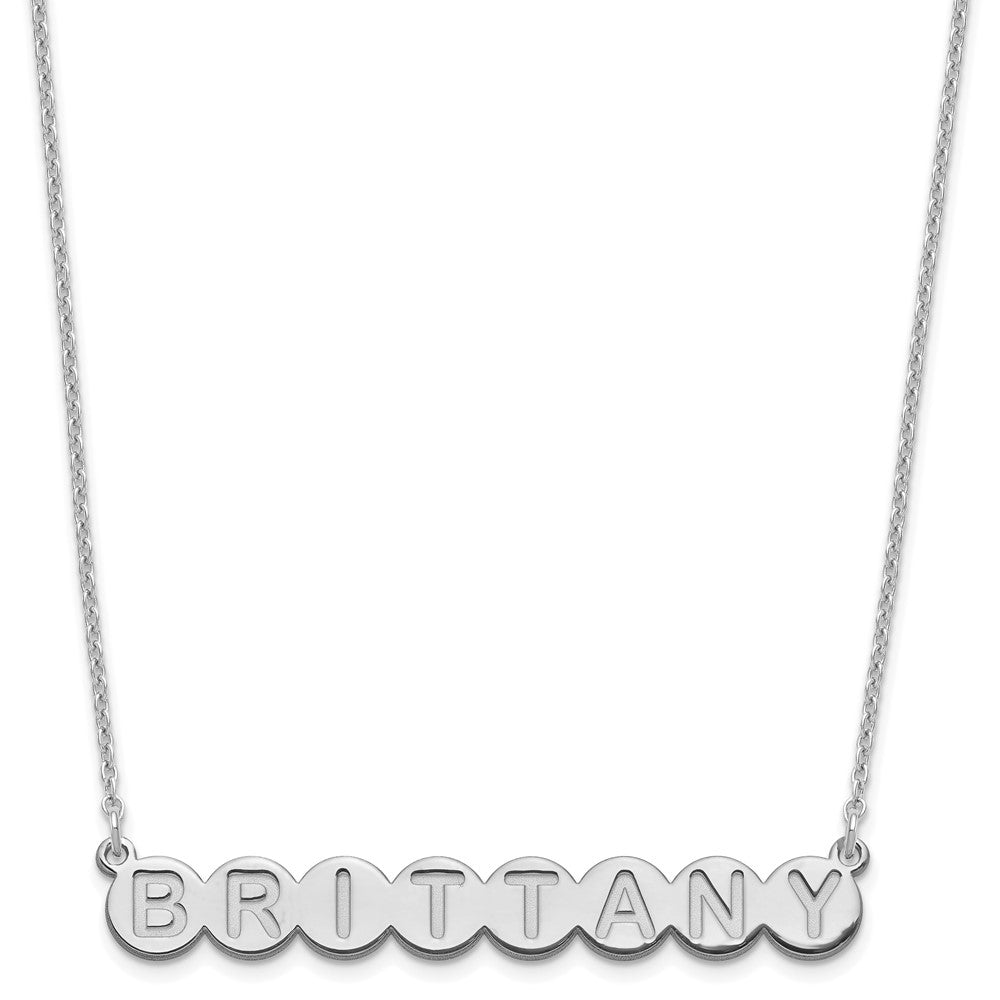 Sterling Silver Rhodium plated 8 Letter Bubble Necklace