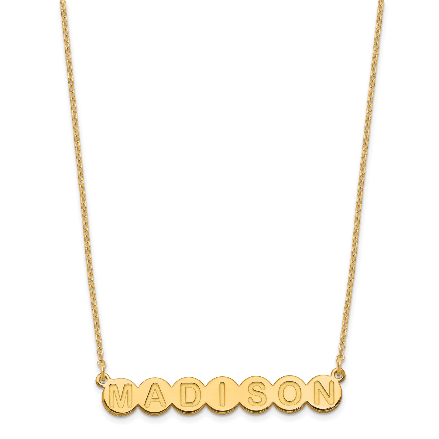 Sterling Silver Gold plated 7 Letter Bubble Necklace