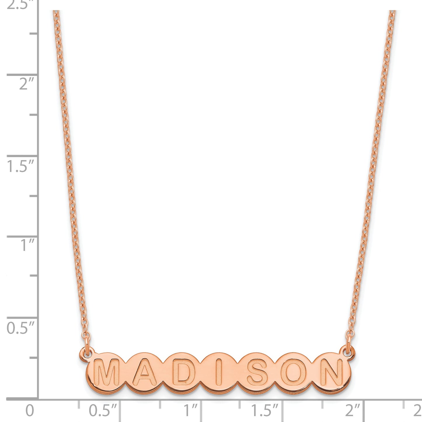 Sterling Silver Rose Gold plated 7 Letter Bubble Necklace